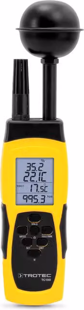 Termohigrometr Trotec TC100 z certyfikatem kalibracji, kolor żółty