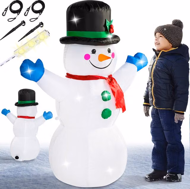 Podświetlany bałwan dmuchany XL monzana® biały Wysokość: 120 cm