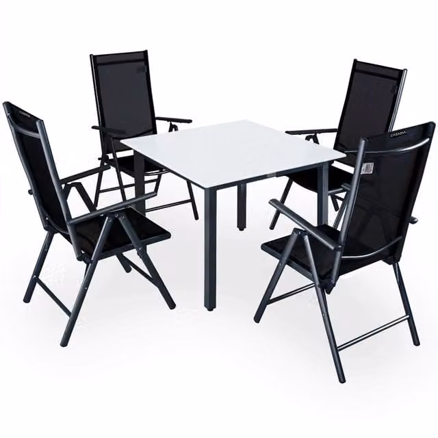 Zestaw mebli ogrodowych CASARIA w kolorze antracytowym z matowym szkłem i aluminiową konstrukcją