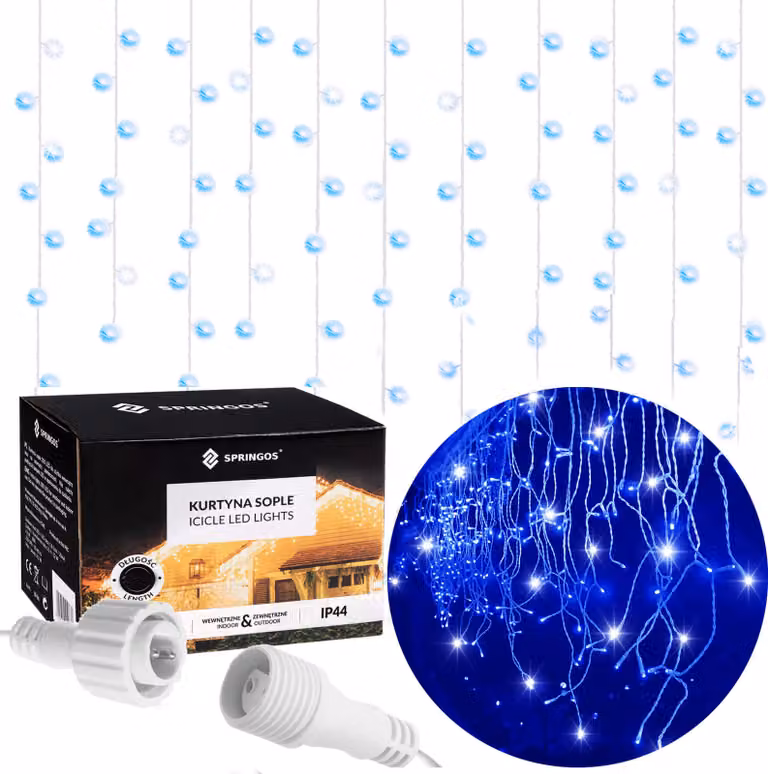 Lampki choinkowe 500 LED 22,5 m niebieskie lampa błyskowa funkcja zasilania kurtyna świetlna dekoracja wewnętrzna zewnętrzna dekoracja bożonarodzeniowa lampki LED lampki LED