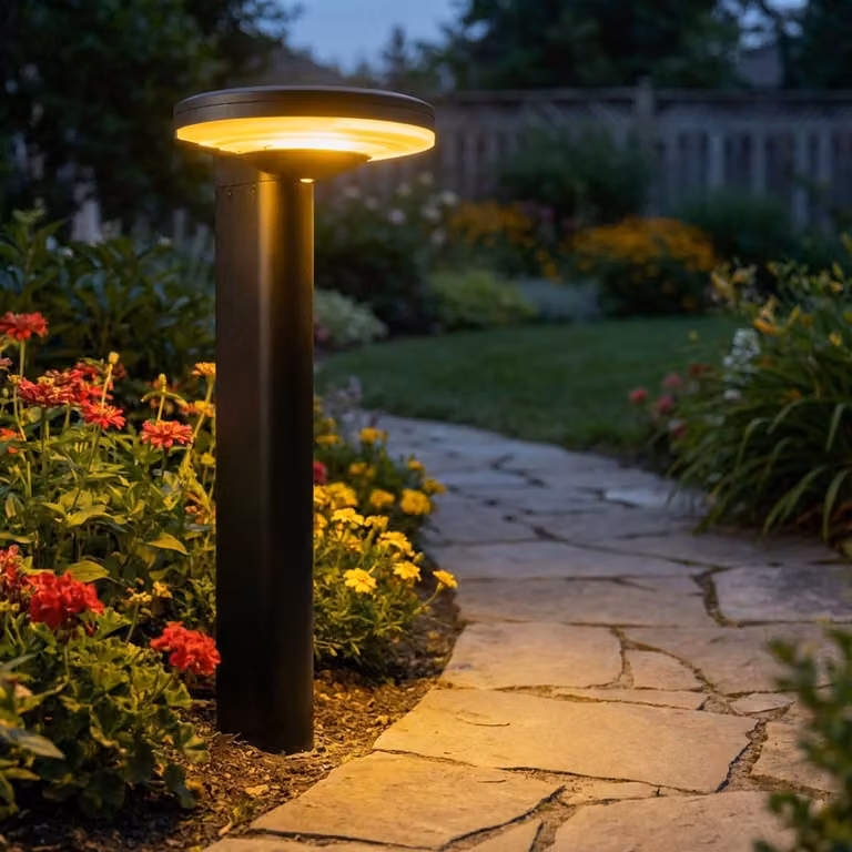 Elegancka, aluminiowa kolumnowa lampa solarna w kolorze czarnym, wyposażona w jasne diody LED SMD (300 lm), czujnik zmierzchu i odporna na warunki atmosferyczne. Nowoczesna lampa ogrodowa