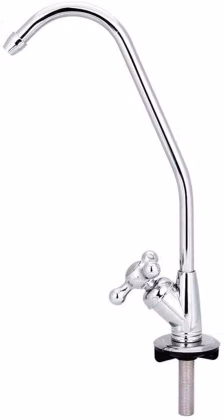 Kran kuchenny ze stopu cynku - wysokość 28 cm - chromowany - z filtrem do wody pitnej - elegancka dekoracja - stal nierdzewna - kran do wody