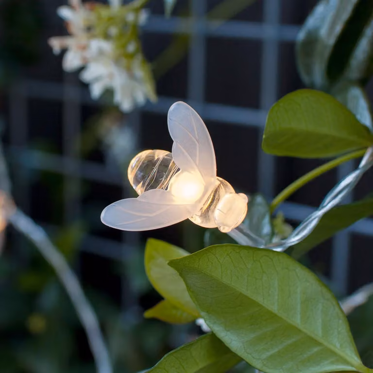 Świetlna girlanda słoneczna Lights4fun, 20 diod LED, ciepła biel, dekoracja zewnętrzna, do ogrodu, balkonu