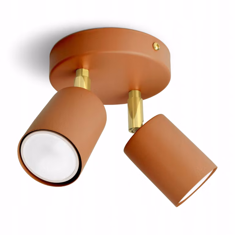 Luxolar – metalowa lampa sufitowa LED z regulowanym kątem nachylenia, 2-punktowa – lampa wisząca w kolorze terakoty czerwono-pomarańczowym, GU10 15 W – lampa sufitowa do salonu, czerwono-pomarańczowa