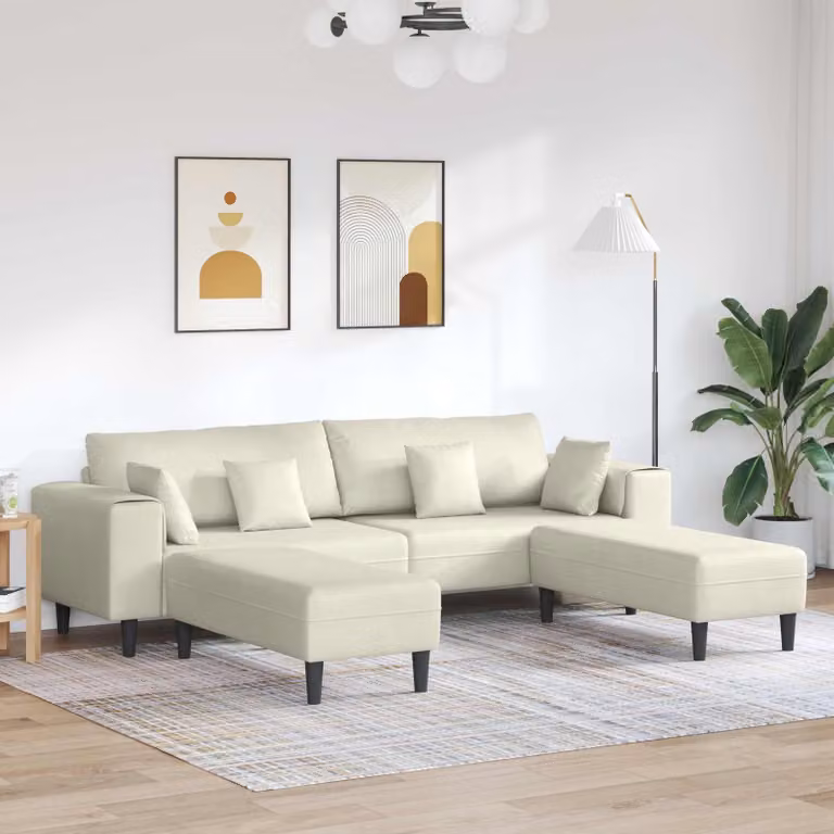 Sofa vidaXL, 3-osobowa, kremowa, z aksamitu