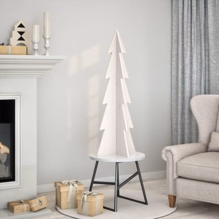 Maison Exclusive – choinka do dekoracji, biała, 112 cm, lite drewno sosnowe