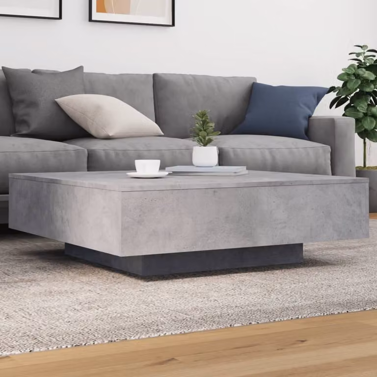 Maison Exclusive – stolik kawowy w kolorze szarym betonowym 100 x 100 x 31 cm, materiał drewnopochodny