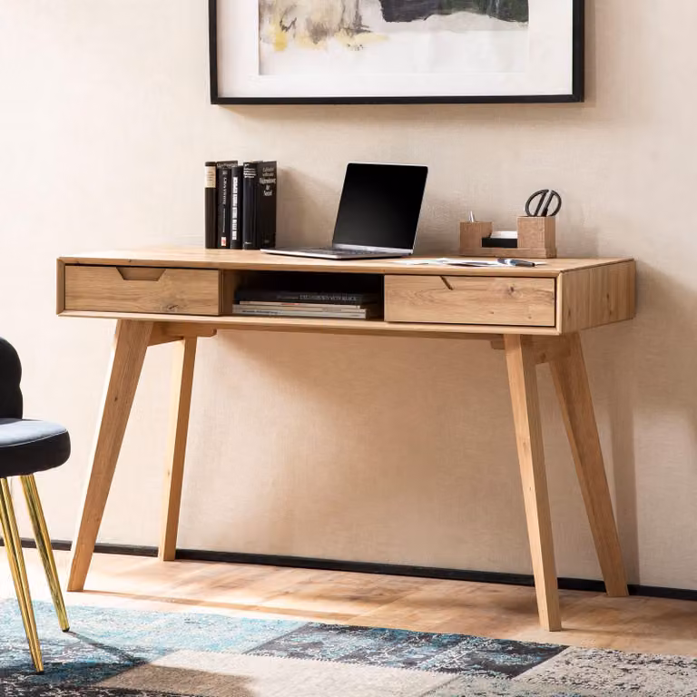 FineBuy Biurko 120x55x77 cm Dekor dębowy z miejscem do przechowywania Biurko skandynawskie z szufladami HomeOffice Biurko pod laptopa Biurko komputerowe Gabinet
