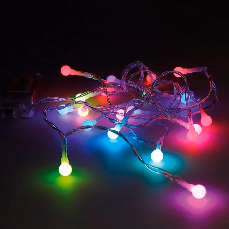 Girlanda na baterie rgb 20 led kuliste wielokolorowe światło 2,3m