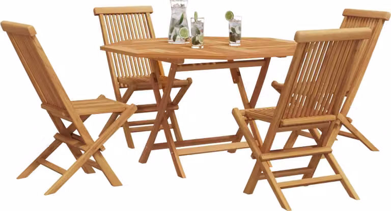 SYFAX™ Zestaw do jadalni w ogrodzie 5 pcs Brązowy Lite drewno teakowe