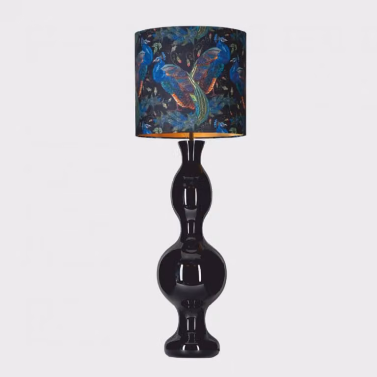 Casa Padrino, elegancka lampa stojąca, czarna / Bunt, wysokość 128 cm - okrągła lampa stojąca ze szkła