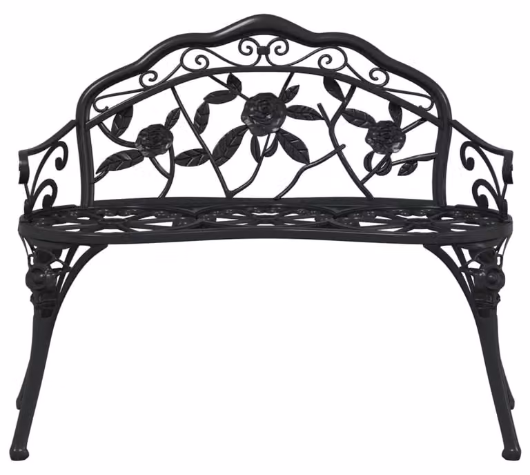 Ławka ogrodowa aluminiowa, odlewana - czarna, 100 cm - podstawa żeliwna - dla 2 osób