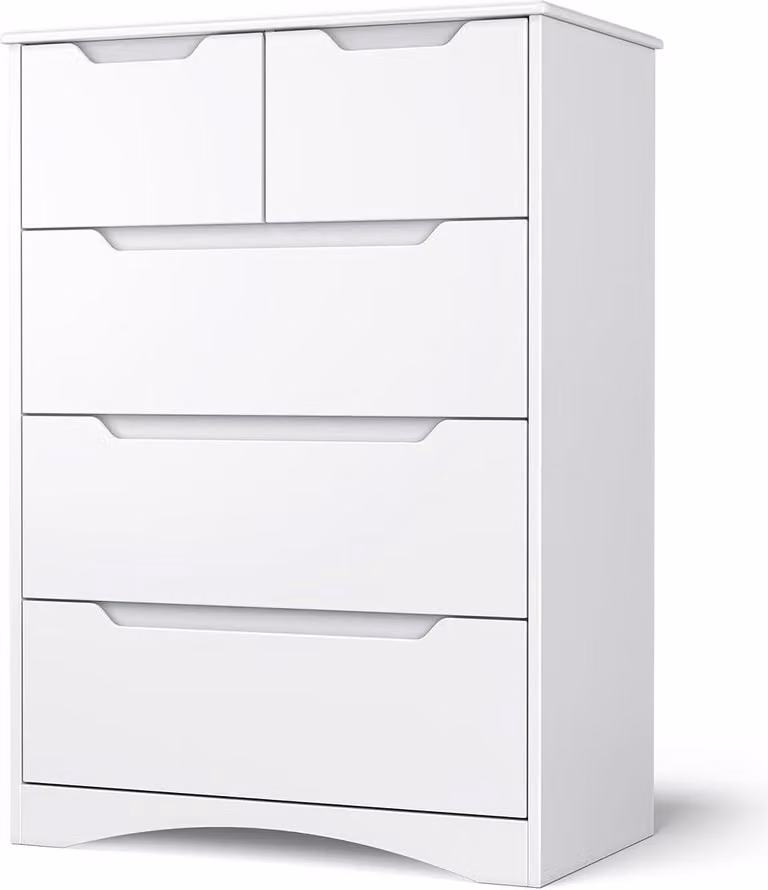 Bealife komoda z 5 szufladami, komoda z szufladami, kredens, kredens, 72x41x94cm, biały