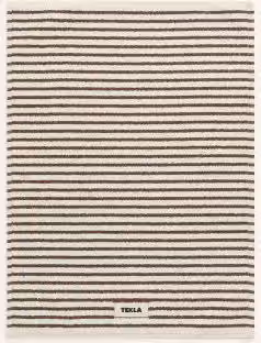 Tekla Mata Łazienkowa Pasiasta Biało-Brązowa Bawełniana Terry S/G/W: 70 x 50 x 1 cm