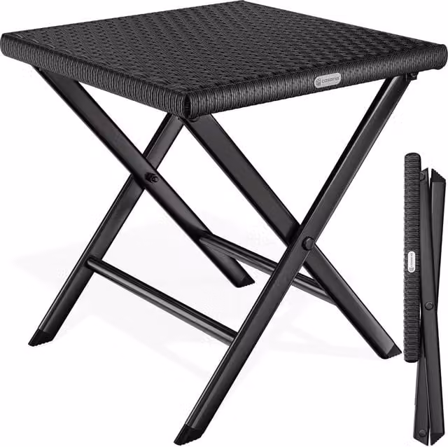 Stolik ogrodowy Casaria z polirattanu 3w1 w kolorze czarnym W x S x G: 43 x 40 x 44 cm