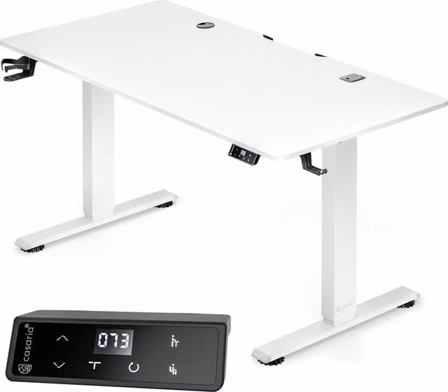 Biurko elektryczne Casaria gamingowe białe W x S x G: 140 x 70 x 72-117 cm