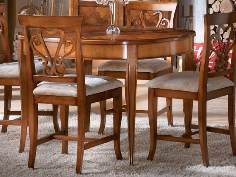 Casa Padrino stół do jadalni Biedermeier z litego drewna brązowy intarsjowany - Owalny rozkładany stół do jadalni - Meble do jadalni Biedermeier - Luksusowa jakość - Wyprodukowano we Włoszech