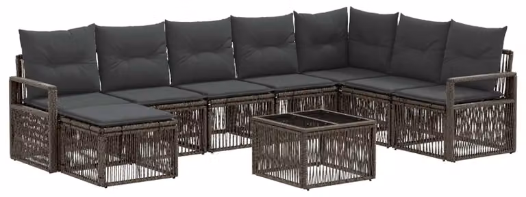 Zestaw Sof na Ogród 9 pcs Szary polirattan