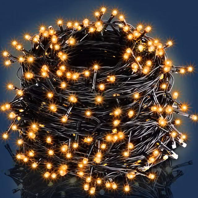 Łańcuch świetlny LED Monzana 400 diod, ciepła biel, czarny kabel, IP44
