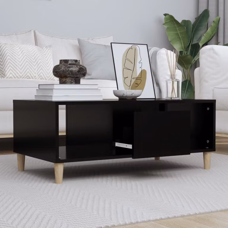 Maison Exclusive – stolik kawowy czarny 90 x 50 x 36,5 cm materiał drewnopochodny