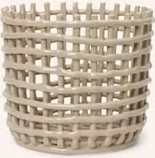 Ceramiczny kosz Ferm Living w kolorze beige o okrągłym kształcie
