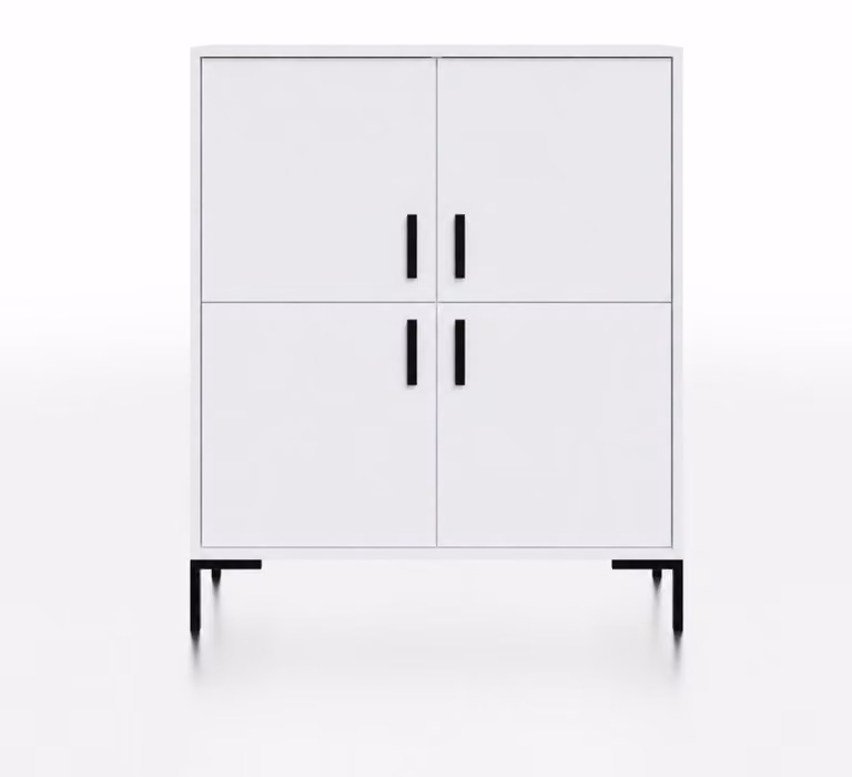 Komoda SIMPLE 4 szafki zamykane – Biała | 101x113x40 cm szafka
