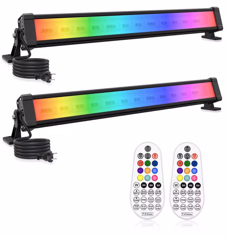 42 sztuki, RGB, reflektor LED do montażu ściennego, 10 kolorów, 30 trybów, klasa szczelności IP66, zestaw 2 sztuk