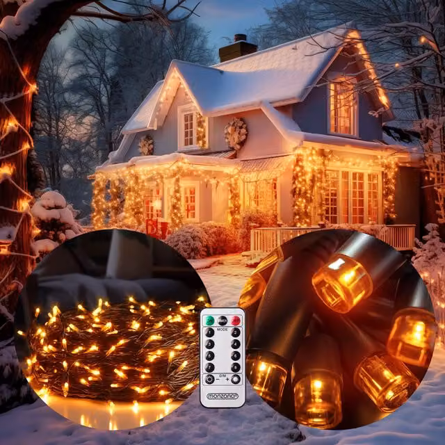 Lampki choinkowe LED Monzana 600 diod, ciepła biel, 60 m, z pilotem i timerem
