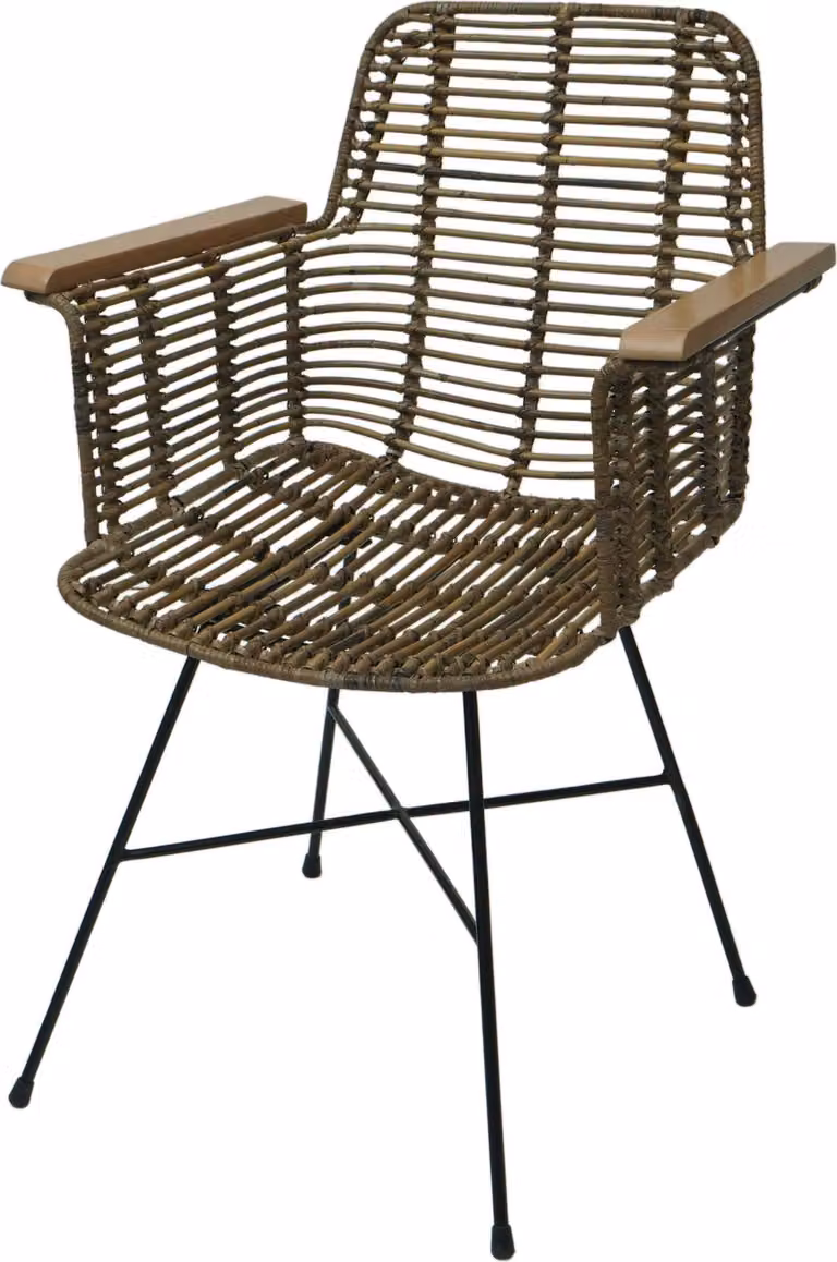 Krzesło do jadalni HWC-M29, krzesło kuchenne wiklinowe krzesło rattanowe krzesło rattanowe krzesło z podłokietnikami, Kubu rattan drewno metal