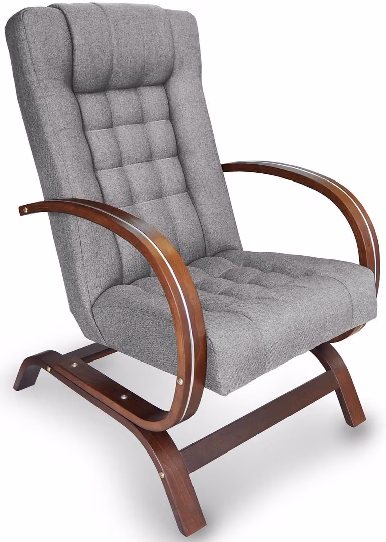 ANMIL FINKA TOFI – fotel relaksacyjny w jasnoszarym kolorze, wymiary: 66 x 102 x 74 cm. Wygodny fotel tapicerowany z drewnianą konstrukcją, chromowaną listwą ozdobną i pikowaną tapicerką