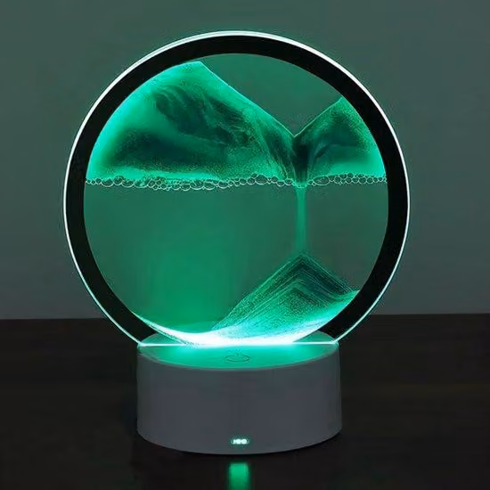Lampa stołowa "Zandschilderij" - 7 trybów zmiany kolorów - zasilanie USB i bateryjne - metal i szkło - tropikalny design - lampka nocna dekoracyjna