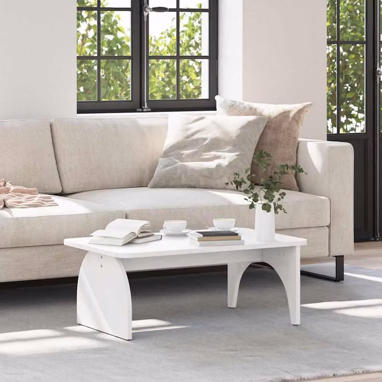Maison Exclusive – stolik kawowy biały 80 x 50 x 31 cm lite drewno sosnowe
