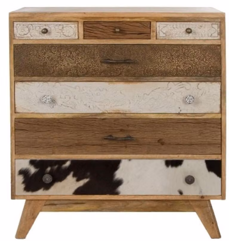 Casa Padrino komoda w stylu rustykalnym z 7 szufladami naturalne kolory / wielokolorowa 70 x 30 x wys. 80 cm - Meble w stylu rustykalnym