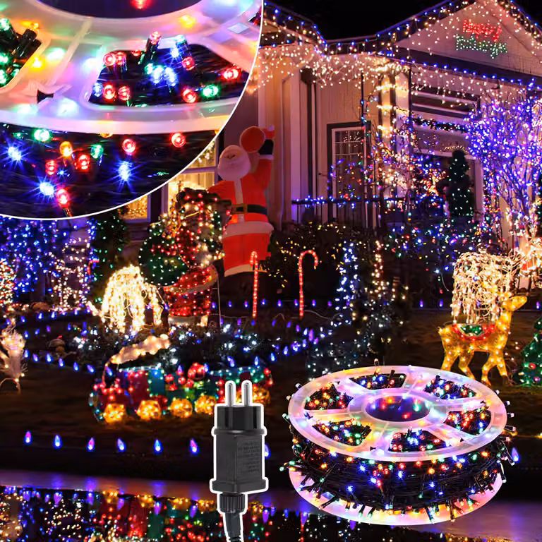 Faziango 200M LED Fairy Lights 1000LEDs 8 trybów z funkcją pamięci, Christmas Party Garden Operation Twinkling Star Effect Dekoracja kolorowa