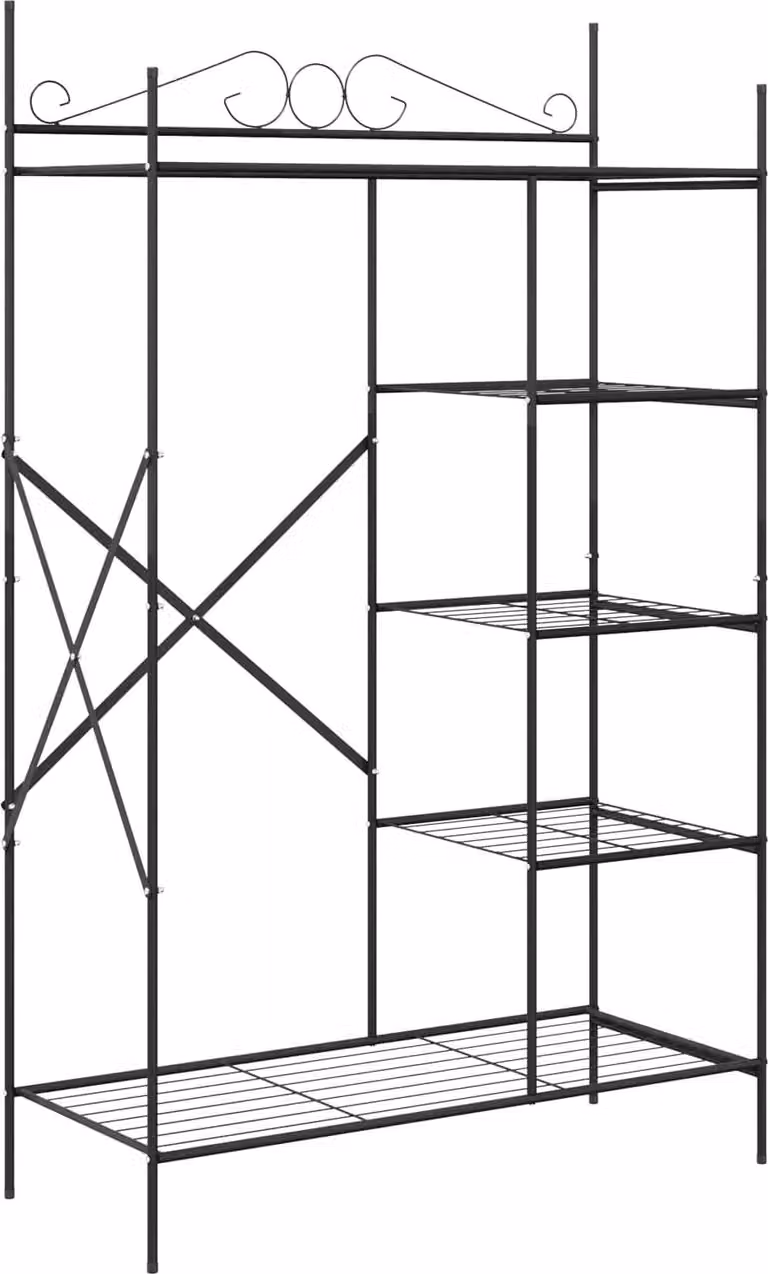 vidaXL Otwarta szafa na ubrania, czarna, 104,5 x 45 x 172 cm, stal