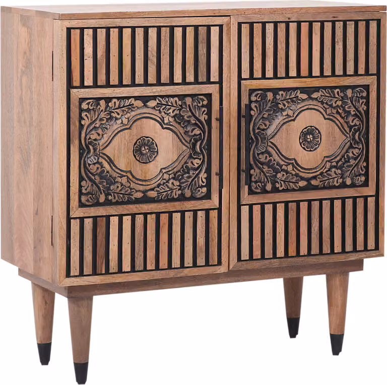 Komoda Adamina 80 cm wykonana z litego drewna w stylu mid-century & boho