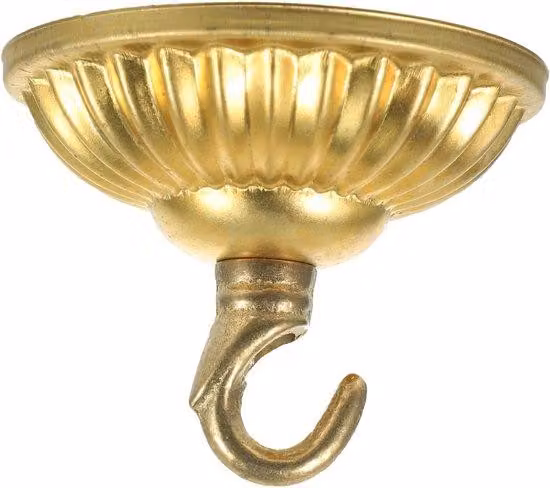 Vintage'owa płyta sufitowa z otwartym haczykiem do lampy wiszącej - styl retro, stal nierdzewna, wymiary 7,5x7,5x3 cm - idealna do salonu, biura, sypialni