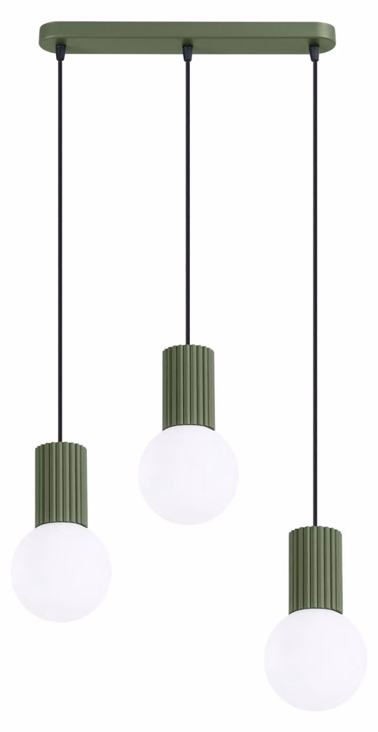 Lampa wisząca HALO 3L zielona oliwka 3xG9 8W aluminium/szkło 120x6x40cm Sollux Lighting