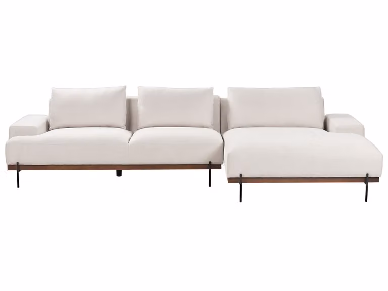 BELIANI Narożnik lewy beżowy tapicerowany metalowe nóżki sofa 3-osobowa w stylu minimalistycznym