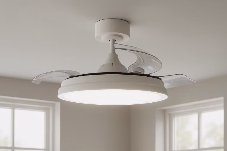 MeLiTec lampa sufitowa z wentylatorem DV07, wentylator sufitowy z oświetleniem LED, cichy, światło RGB, różne tryby kolorów, możliwość ściemniania, biały, pilot zdalnego sterowania