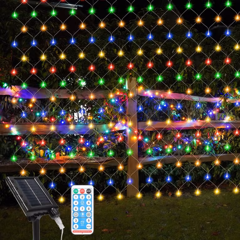 Jopassy Solar Fairy Lights 3M x 2M Kurtyna świetlna z pilotem zdalnego sterowania Dekoracja ogrodu na przyjęcie bożonarodzeniowe Kolorowa
