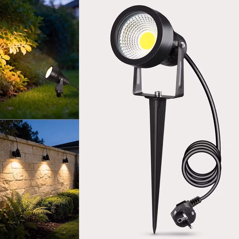 Oświetlenie ogrodowe – reflektor – lampa zewnętrzna do montażu w ziemi – oświetlenie ogrodu – wodoodporność IP65 – 7W, 700lm – czarny