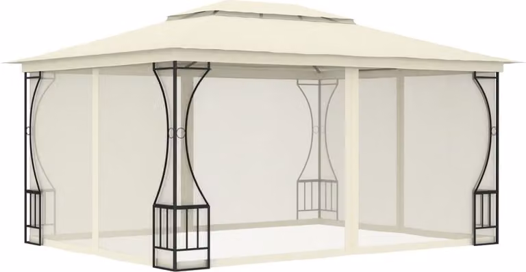 Altana ogrodowa z siatkami, 300x400x265 cm, kremowa