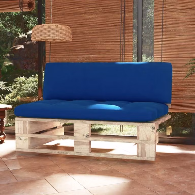 Paleta Middenbank - Modułowa ławka - Meble ogrodowe - Drewno sosnowe impregnowane - 110 x 65 x 55 cm - Niebieski