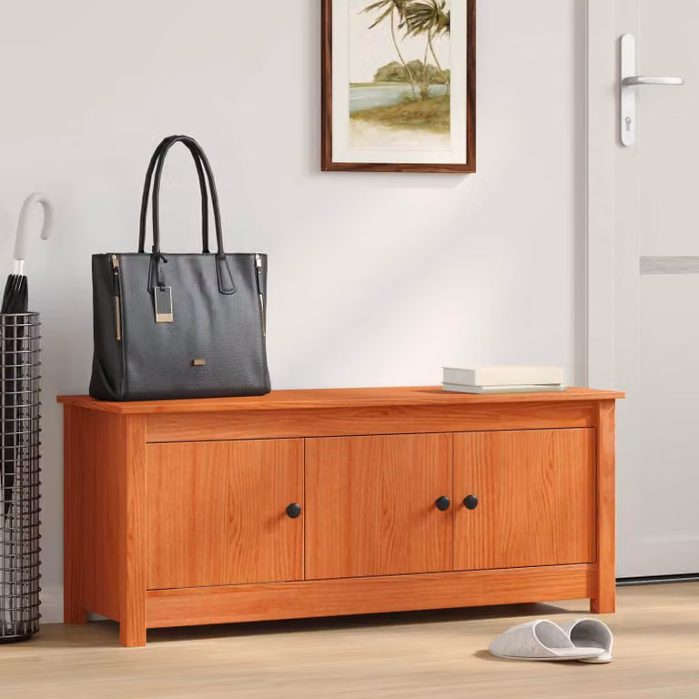 vidaXL Szafka na buty Brązowy woskowany 110 x 38 x 45,5 cm Lite drewno sosnowe