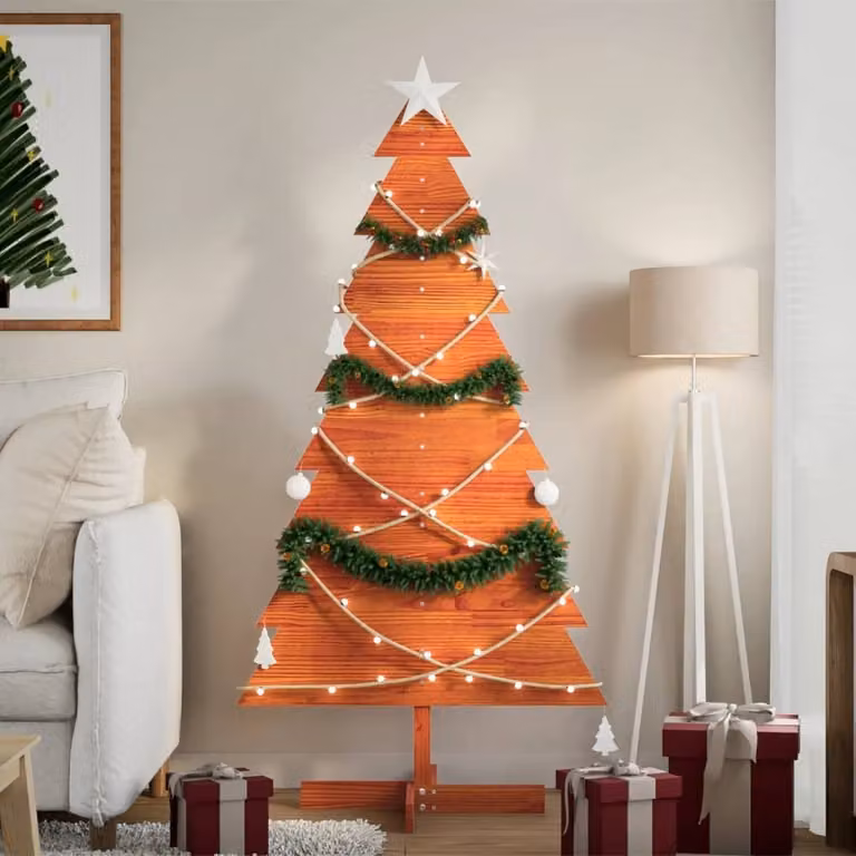 Maison Exclusive – choinka do dekoracji, brązowa, 150 cm, lite drewno sosnowe