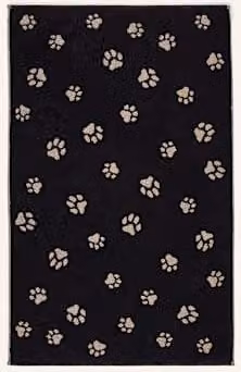 Mata łazienkowa Cawö We Love Dogs czarna z motywem graficznym, bawełniana, prostokątna, W: 80 cm, S: 50 cm
