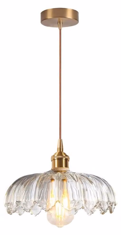 Retro lampa sufitowa ze szkła z dekoracją kwiatową, oświetlenie wewnętrzne, gwint E27