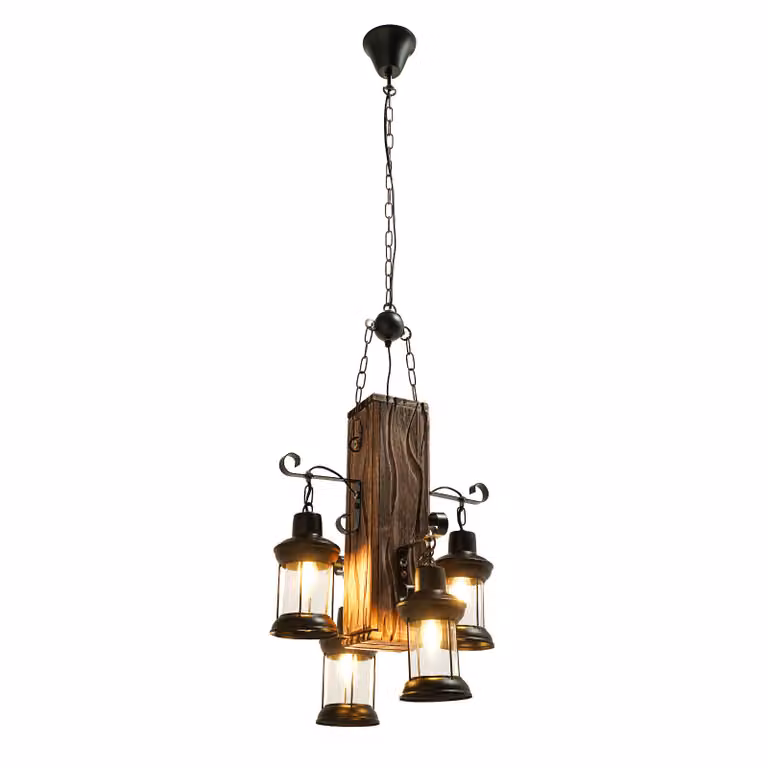 4 światła retro lampa wisząca drewniana metalowa E27 żyrandol antyczna vintage lampa wisząca przemysłowa lampa wisząca (brązowa) do loftu bar sypialnia salon korytarz