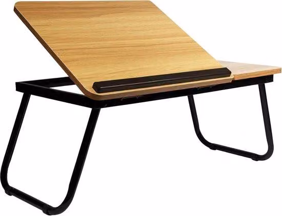 Stolik nocny - Stolik pod laptopa - Śniadanie w łóżku - Regulowany blat - 325 x 555 cm - Brązowy